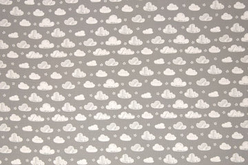 Musselin "Jeron" mit Wolken, grau, 0,5 m